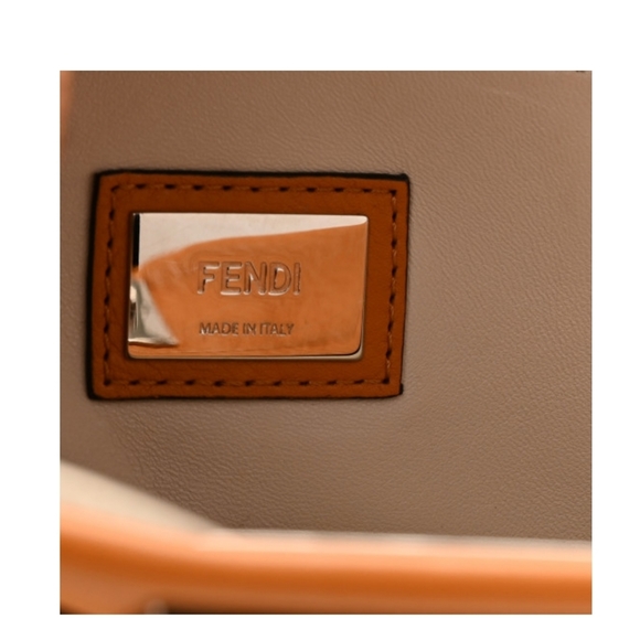 FENDI Peekaboo Iconic Satchel Vitello Seta Shiny Napa Plexiglass Granite Medium - Picture 7 of 10